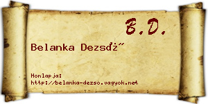 Belanka Dezső névjegykártya